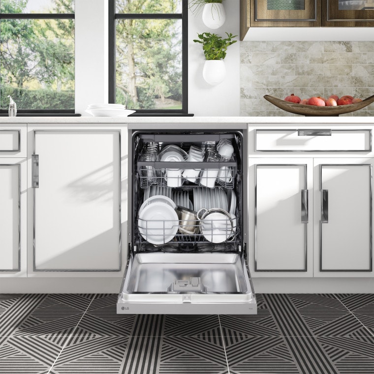 LG Lavavajillas LG QuadWash™, Inox Antihuellas, Tercera bandeja cubiertos, clasificación D, DF243FV.APYQEES